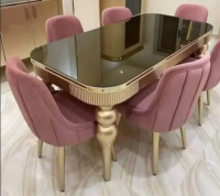 wooden dining set/6 seater luxury dining/marble top table/wooden chair