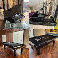 Basscelf Grand Piano / pool table / Rugs / sofa / keyboards